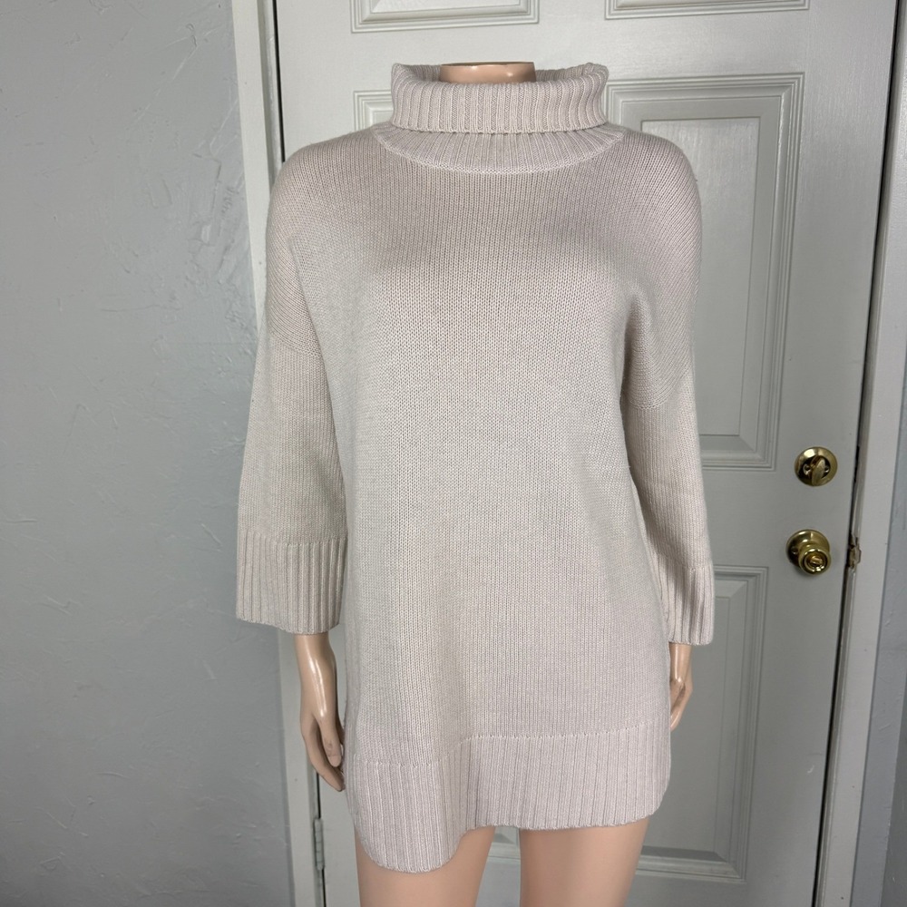 Jarbo Women's Sweater 0 XS Woo Cashmere Turtle neck 3/4 Sleeve Knit T12